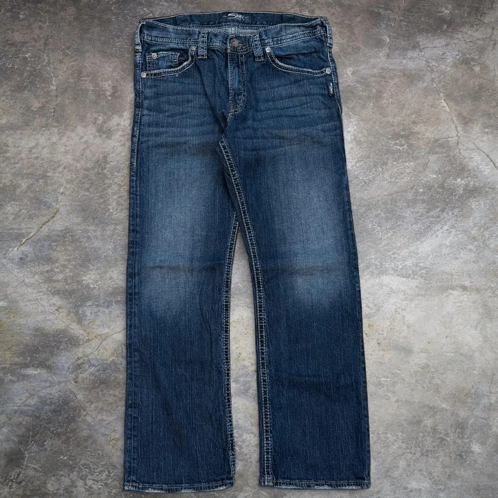 Silver Jeans Co. Zac Blue Relaxed Straight Fit Jeans Men's Size 34x30 Denim Y2K